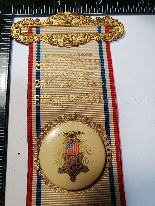 1906 GAR RIBBON BADGE GRAND ARMY OF THE REPUBLIC 25TH ANNUAL ENCAMPMENT ,UTAH,SALT LAKE CITY