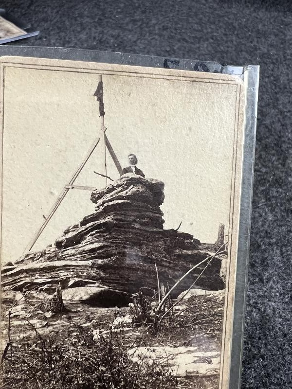 RARE LOOKOUT MOUNTAIN TN CDV IMAGE OF FAITH ROCK JEFF DAVIS CIVIL WAR ERA