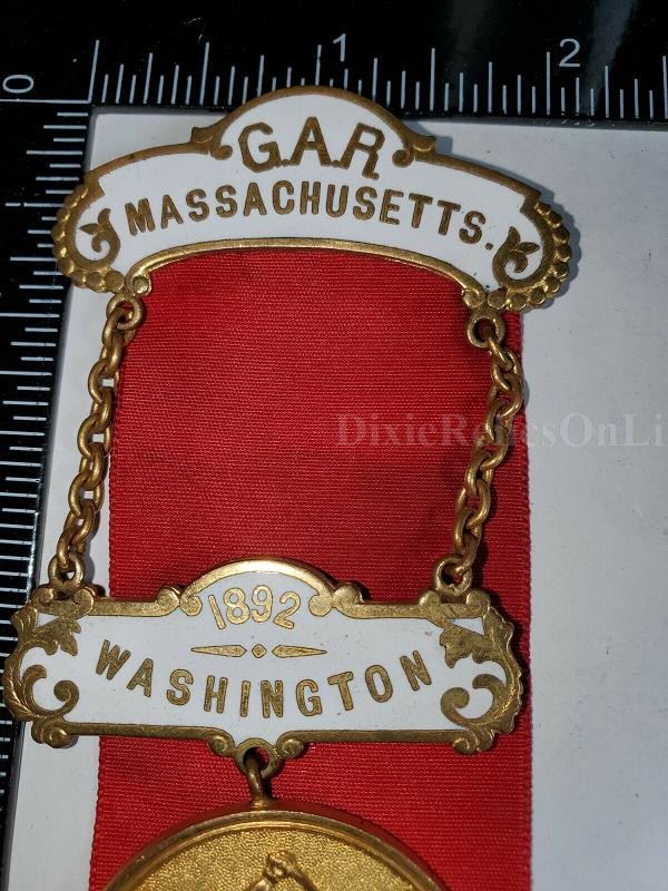 Grand Army of the Republic Medal Ribbon Token G.A.R. MASSACHUSETTS 1892 WASHINGTON