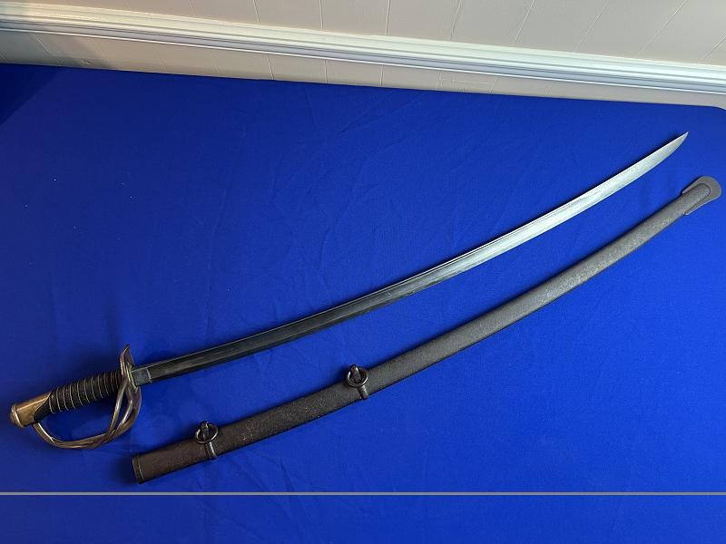 U.S. Civil War Model 1860 Light Cavalry Saber Sword by AMES with Scabbard Dated 1865