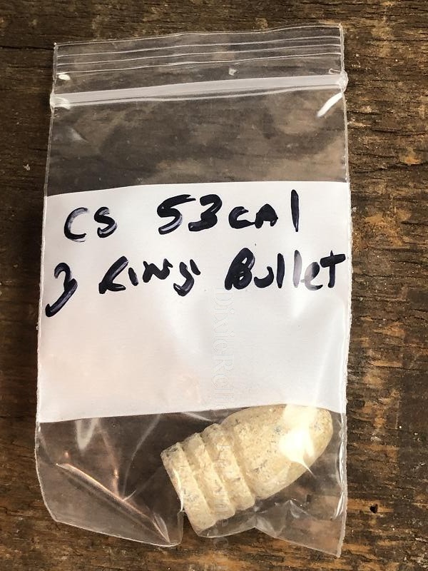DUG CIVIL WAR CONFEDERATE .53 CAL MISSISSIPPI RIFLE THREE BULLET
