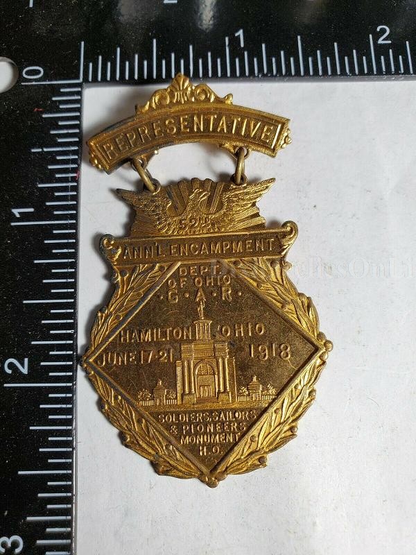 GAR GRAND ARMY OF THE REPUBLIC 52ND ANNUAL ENCAMPMENT MEDAL OHIO 1918