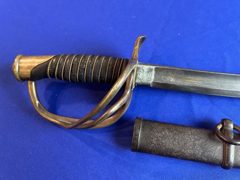 U.S. Civil War Model 1860 Light Cavalry Saber Sword by AMES with Scabbard Dated 1865