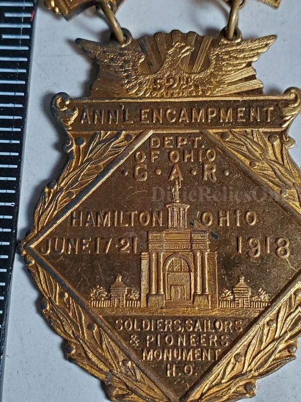 GAR GRAND ARMY OF THE REPUBLIC 52ND ANNUAL ENCAMPMENT MEDAL OHIO 1918