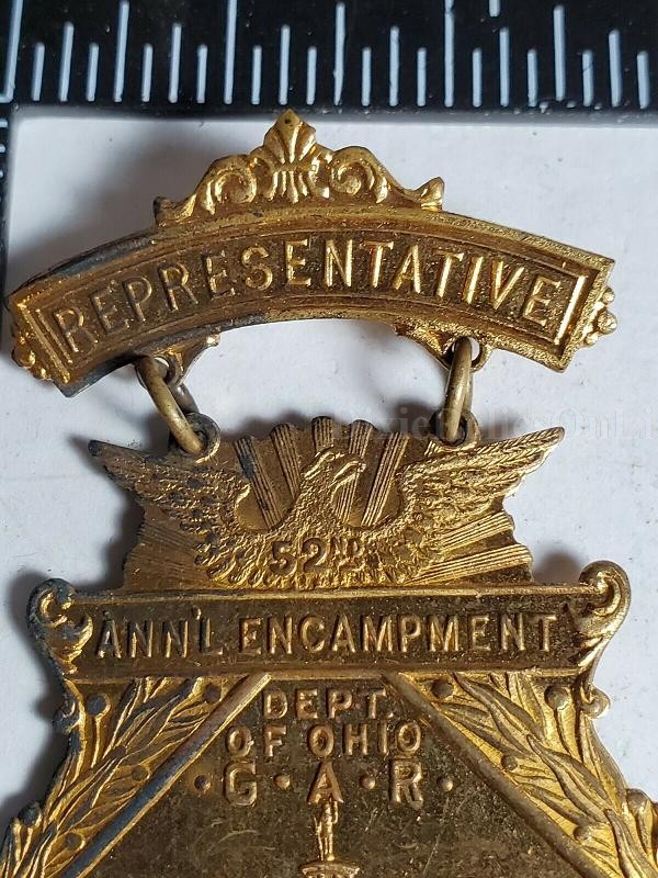 GAR GRAND ARMY OF THE REPUBLIC 52ND ANNUAL ENCAMPMENT MEDAL OHIO 1918