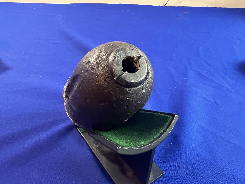 CIVIL WAR ARTILLERY HOTCHKISS SHELL NOSE WITH FUSE AND SABOT RECOVERED AT PINE MOUNTAIN GA