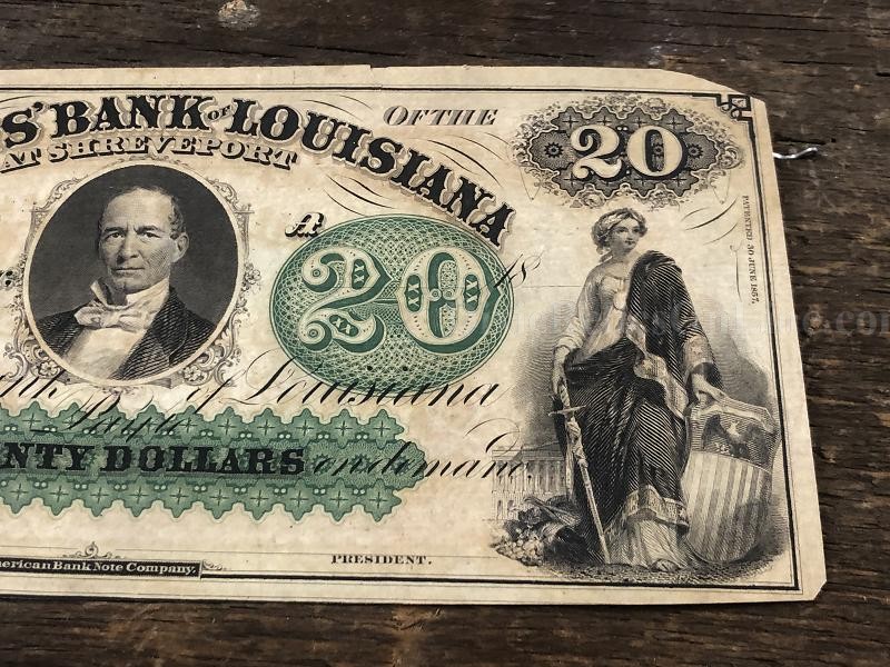 $20 The Citizens' Bank of LOUISIANA at Shreveport Note UNISSUED