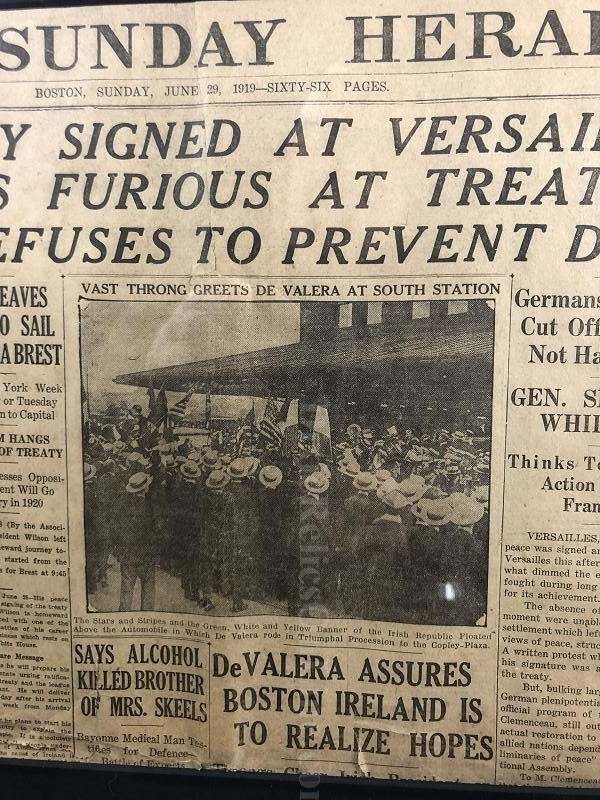 SUNDAY HERALD PEACE TREATY SIGNED AT VERSAILLES NEWSPAPER JUNE 29, 1919 FRAMED