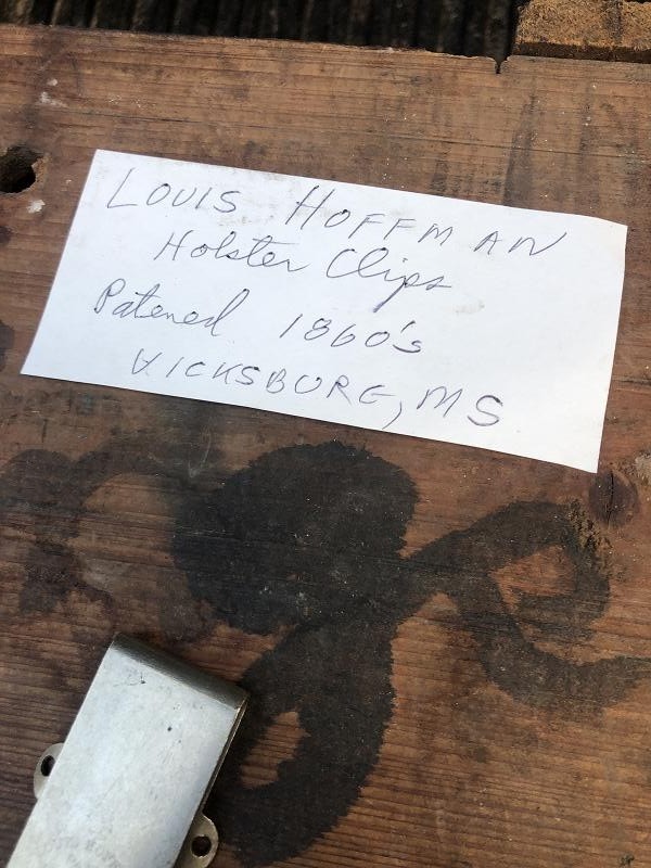 ONE RARE LOUIS HOFFMAN SPRING STEEL BELT CLIP MARKED VICKSBURG MISSISSIPPI