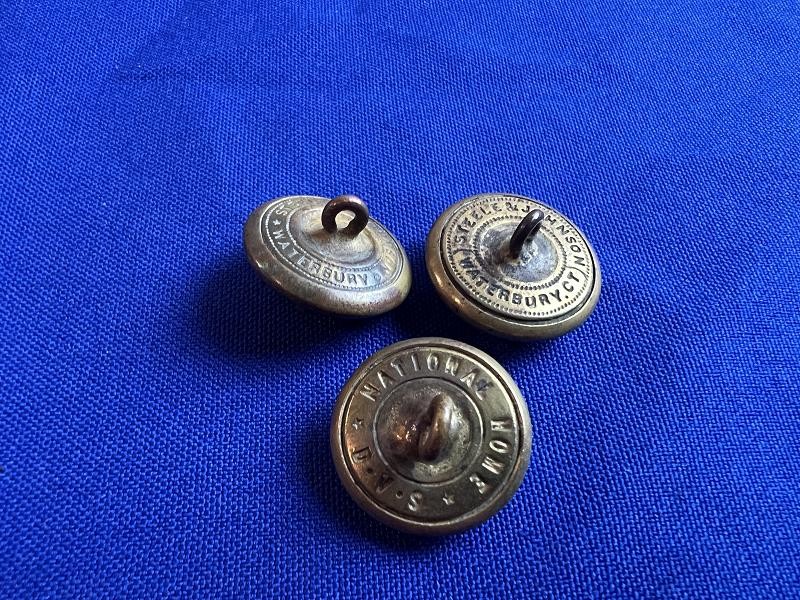 Three National Home Disabled Solders Veterans Coat Buttons Post War