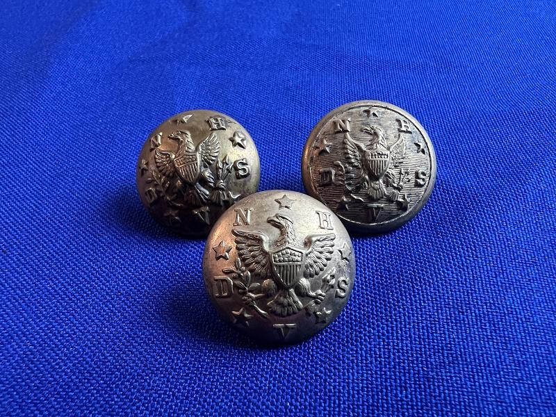 Three National Home Disabled Solders Veterans Coat Buttons Post War