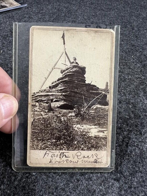 RARE LOOKOUT MOUNTAIN TN CDV IMAGE OF FAITH ROCK JEFF DAVIS CIVIL WAR ERA