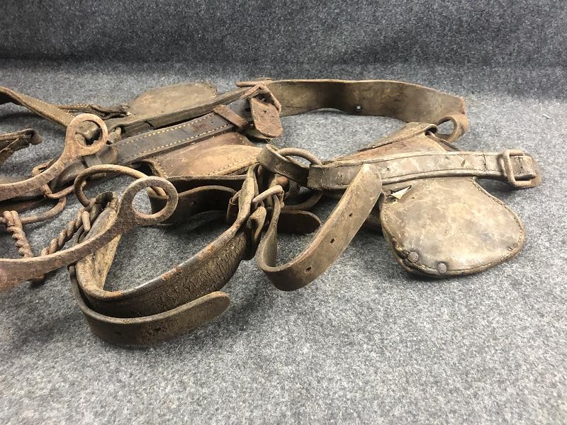 CIVIL WAR ERA HORSE BIT WITH HARNESS REINS AND WATERING BIT