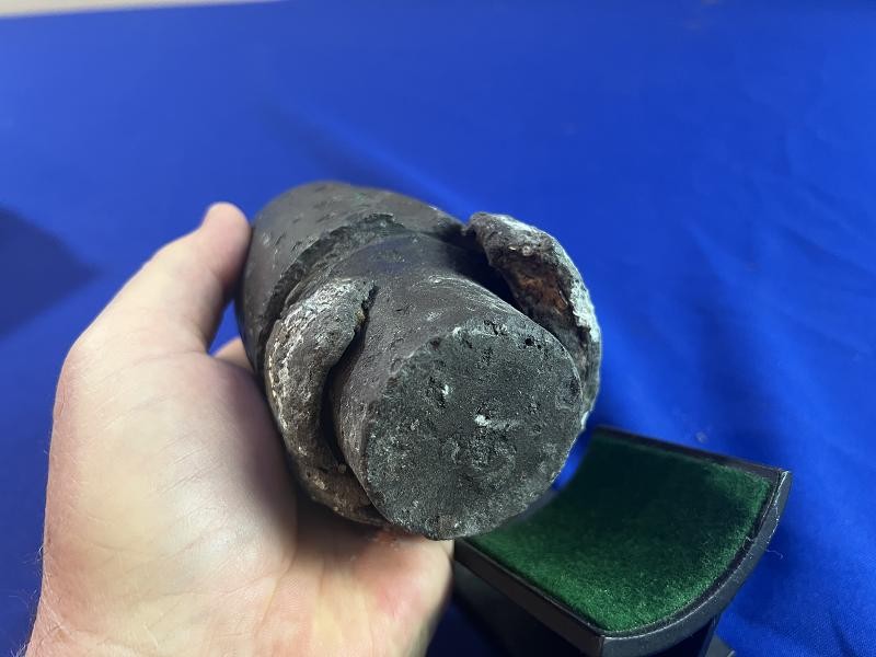 CIVIL WAR ARTILLERY HOTCHKISS SHELL NOSE WITH FUSE AND SABOT RECOVERED AT PINE MOUNTAIN GA