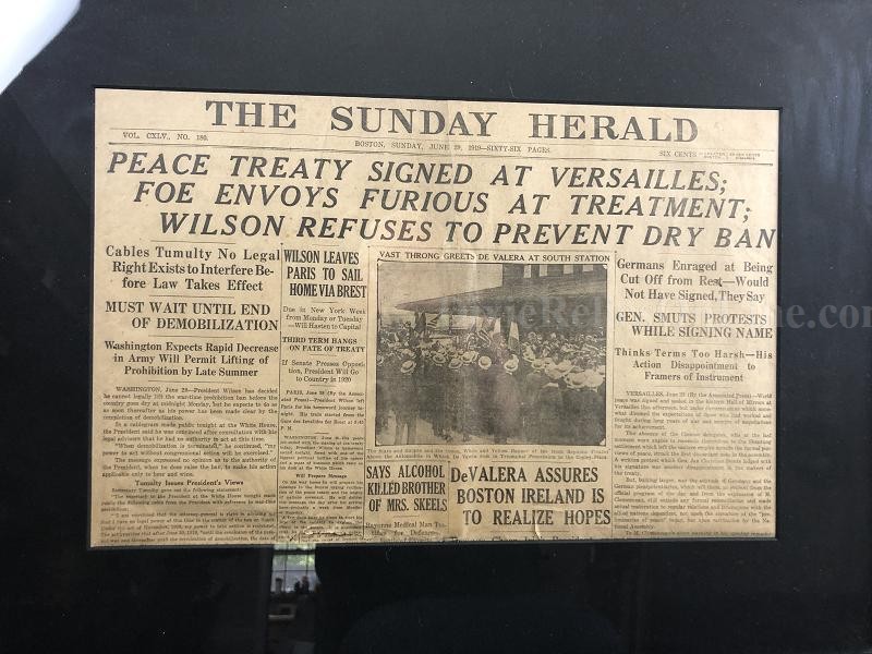 SUNDAY HERALD PEACE TREATY SIGNED AT VERSAILLES NEWSPAPER JUNE 29, 1919 FRAMED