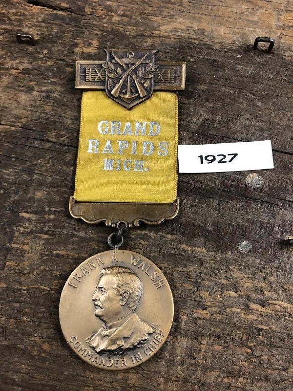 CIVIL WAR GAR 61ST NATIONAL ENCAMPMENT 1927 MICHIGAN BADGE MEDAL