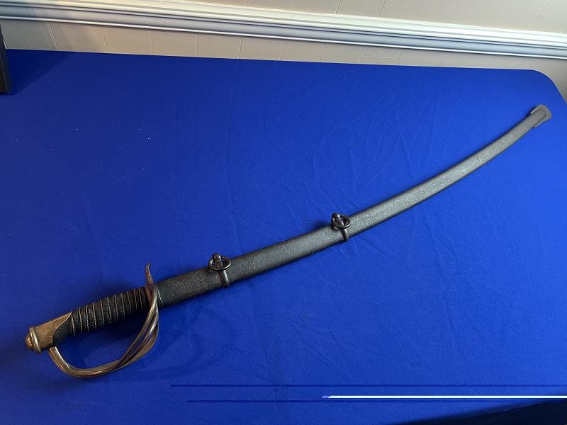 U.S. Civil War Model 1860 Light Cavalry Saber Sword by AMES with Scabbard Dated 1865