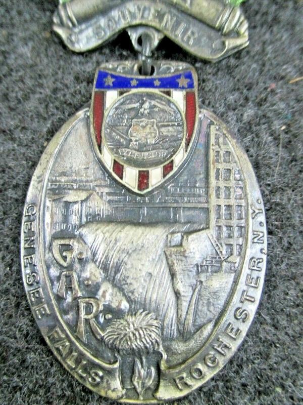 GAR Souvenir Medal 1911 Genesee Falls Rochester, N.Y. Pin Back
