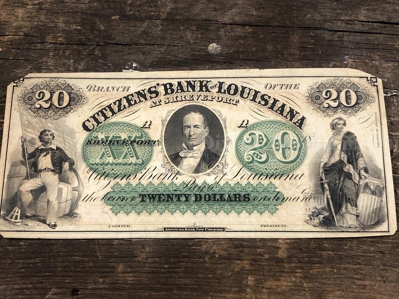 $20 The Citizens' Bank of LOUISIANA at Shreveport Note UNISSUED