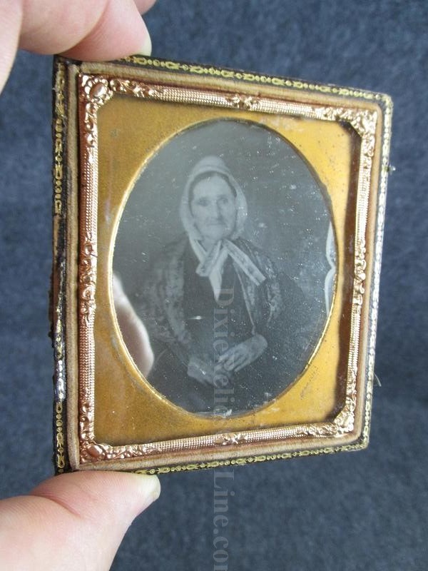 Sixth Plate Daguerreotype Image of an Old Women Sealed in a Half Leather Case