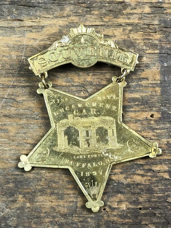 1897 BUFFALO NY 31ST ENCAMPMENT OFFICIAL SOUVENIR BADGE G.A.R. GRAND ARMY OF REPUBLIC