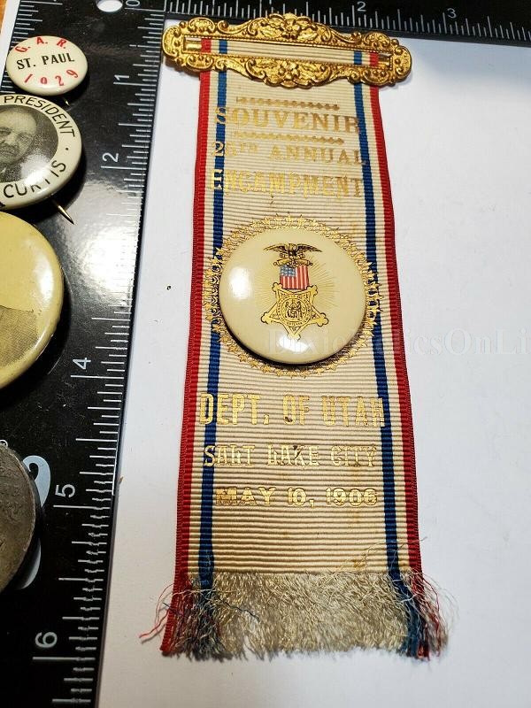 1906 GAR RIBBON BADGE GRAND ARMY OF THE REPUBLIC 25TH ANNUAL ENCAMPMENT ,UTAH,SALT LAKE CITY