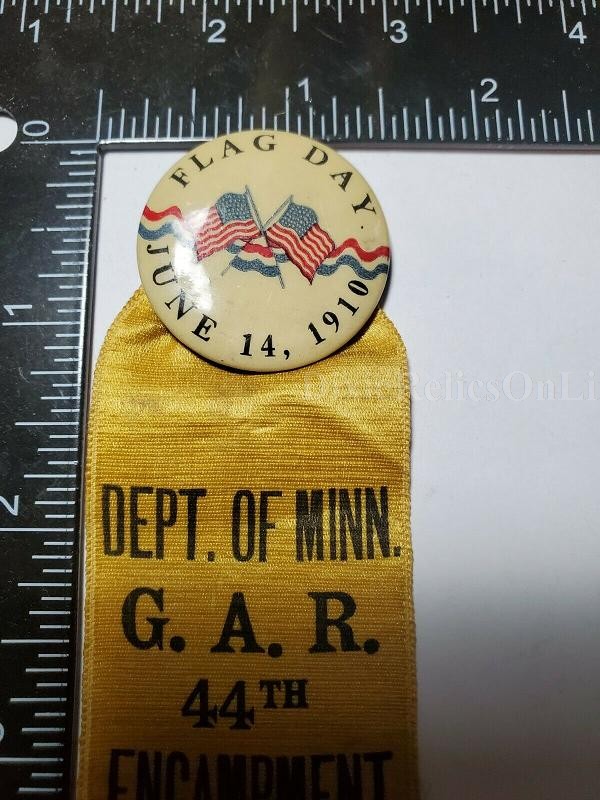 1910 GAR RIBBON BADGE GRAND ARMY OF THE REPUBLIC FLAG DAY 44TH ENCAMPMENT MINNEAPOLIS