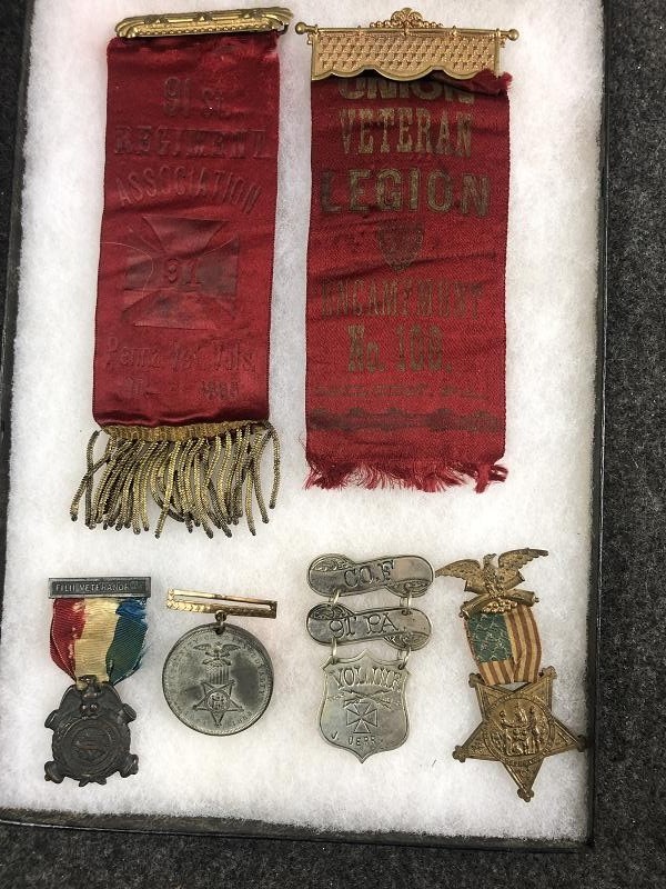 CIVIL WAR US ID VETERAN JEREMIAH DERR 91ST PA GAR LADDER BADGE SOLDIERS GROUP GETTYSBURG