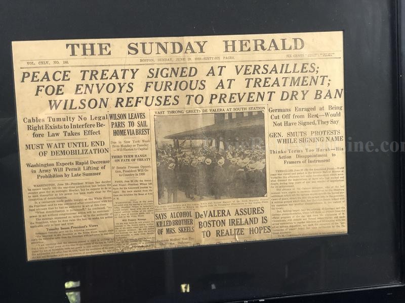 SUNDAY HERALD PEACE TREATY SIGNED AT VERSAILLES NEWSPAPER JUNE 29, 1919 FRAMED