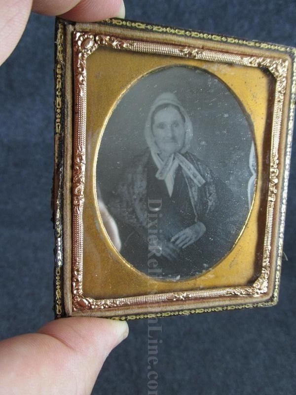 Sixth Plate Daguerreotype Image of an Old Women Sealed in a Half Leather Case