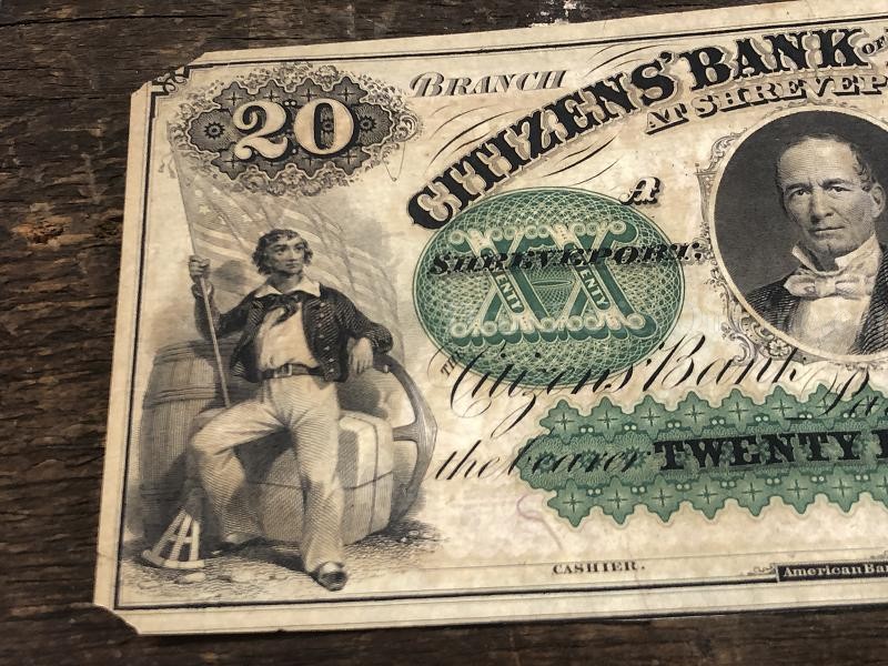 $20 The Citizens' Bank of LOUISIANA at Shreveport Note UNISSUED