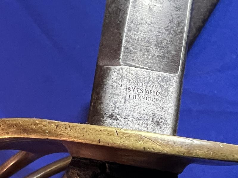 U.S. Civil War Model 1860 Light Cavalry Saber Sword by AMES with Scabbard Dated 1865