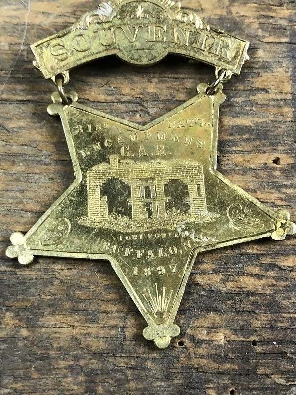 1897 BUFFALO NY 31ST ENCAMPMENT OFFICIAL SOUVENIR BADGE G.A.R. GRAND ARMY OF REPUBLIC