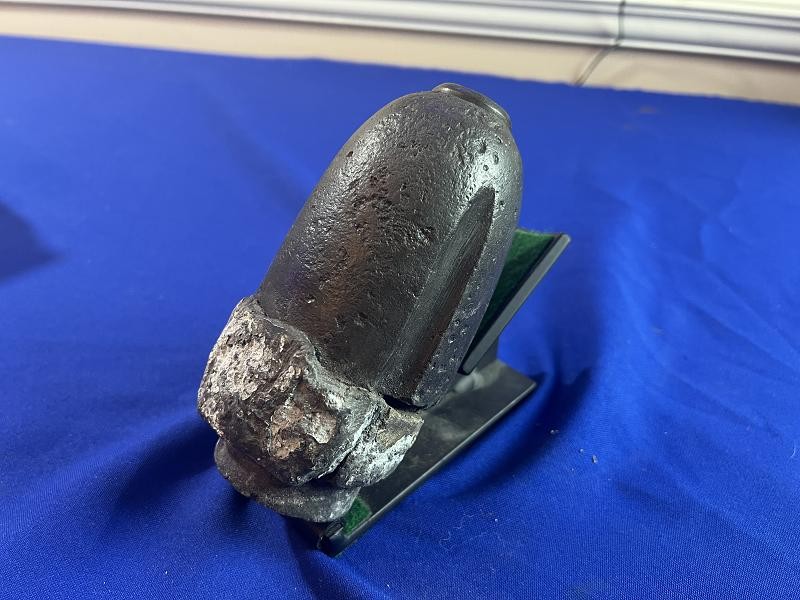CIVIL WAR ARTILLERY HOTCHKISS SHELL NOSE WITH FUSE AND SABOT RECOVERED AT PINE MOUNTAIN GA