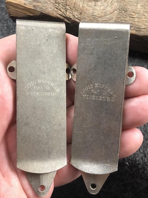ONE RARE LOUIS HOFFMAN SPRING STEEL BELT CLIP MARKED VICKSBURG MISSISSIPPI