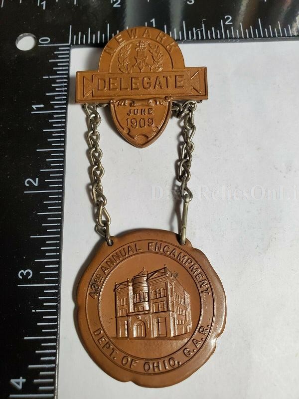 1909 GAR 43RD ANNUAL ENCAMPMENT BADGE GRAND ARMY OF THE REPUBLIC..NEWARK DELEGATE