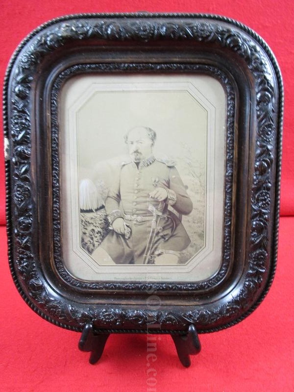 WWI Era German Officer Albumen Photo In Nice Wood Glass Frame