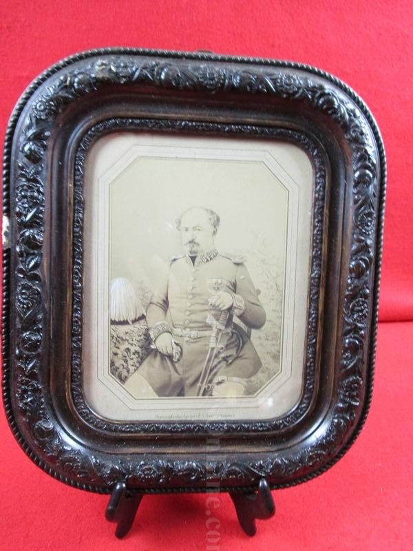WWI Era German Officer Albumen Photo In Nice Wood Glass Frame