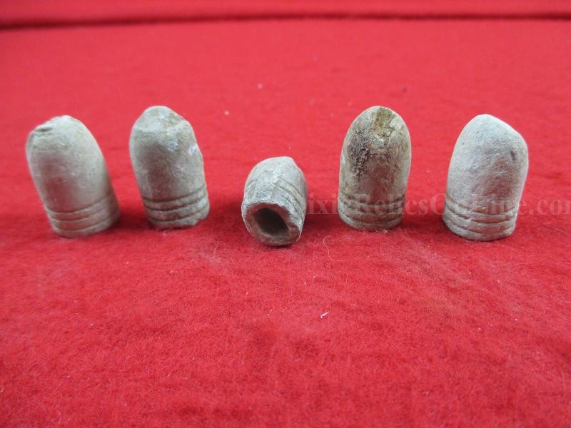LOT OF 5 CIVIL WAR SELMA ARSENAL LUBE GROOVE FIRED BULLETS SPANISH FORT ALA