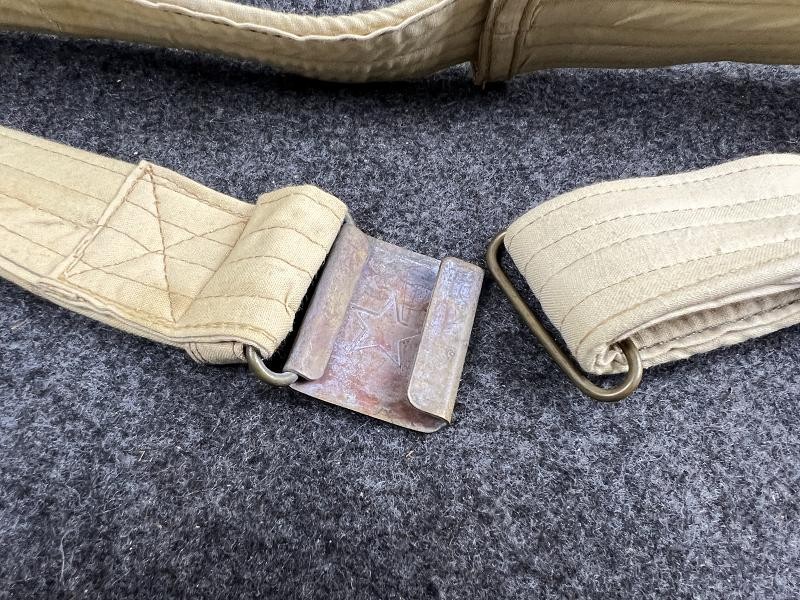 VC North Vietnamese Army Early Khaki Canvas Belt with Brass Star Buckle