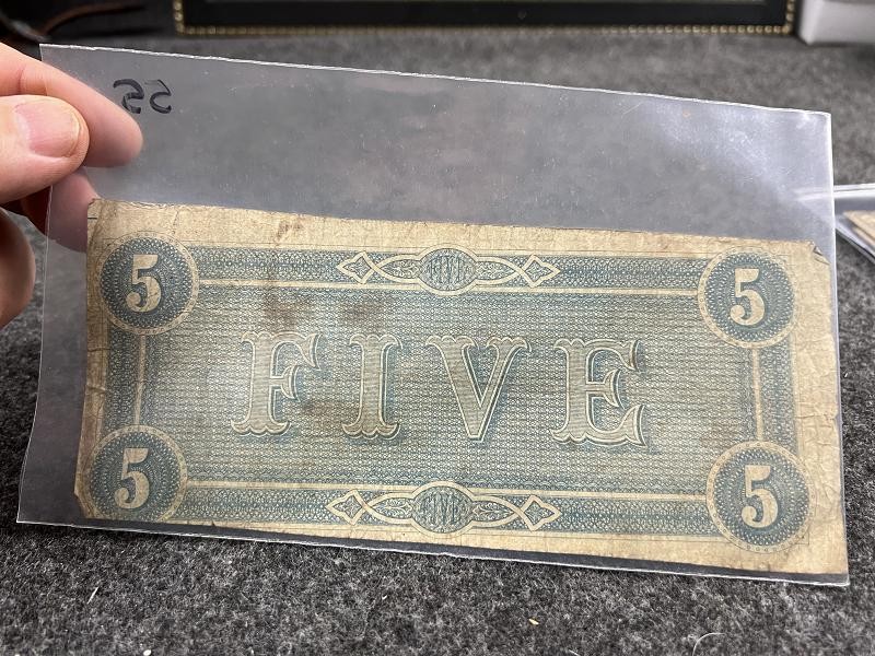 1864 Confederate States of America $5 Five Dollar Note - Richmond, Va