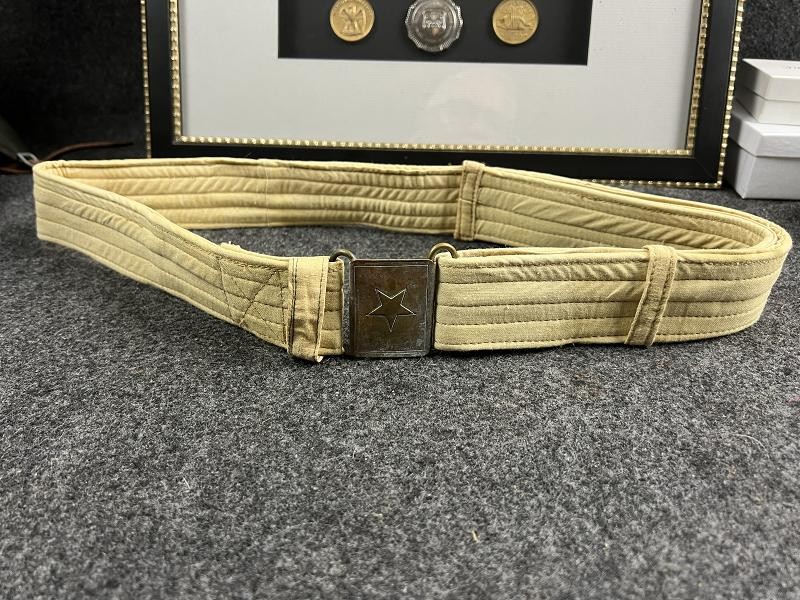 VC North Vietnamese Army Early Khaki Canvas Belt with Brass Star Buckle