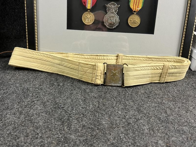 VC North Vietnamese Army Early Khaki Canvas Belt with Brass Star Buckle