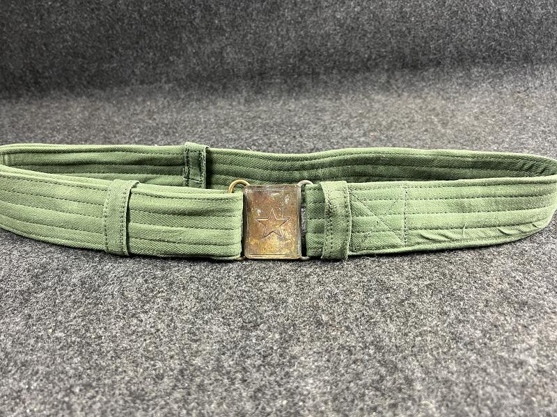 VC North Vietnamese Army Early Green Canvas Belt with Brass Star Buckle