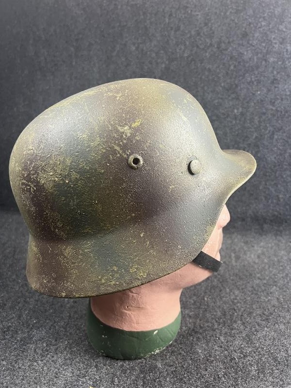 Original WWII German Army Heer M40 Refurb Helmet Normandy Pattern Camo