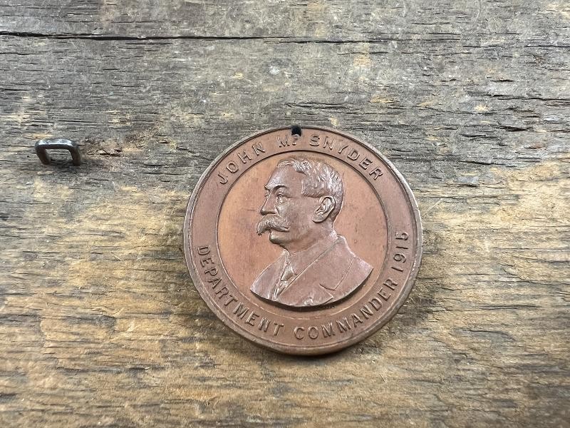 CIVIL WAR VETERAN GAR JOHN M SNYDER 1915 DEPARTMENT COMMANDER MEDAL