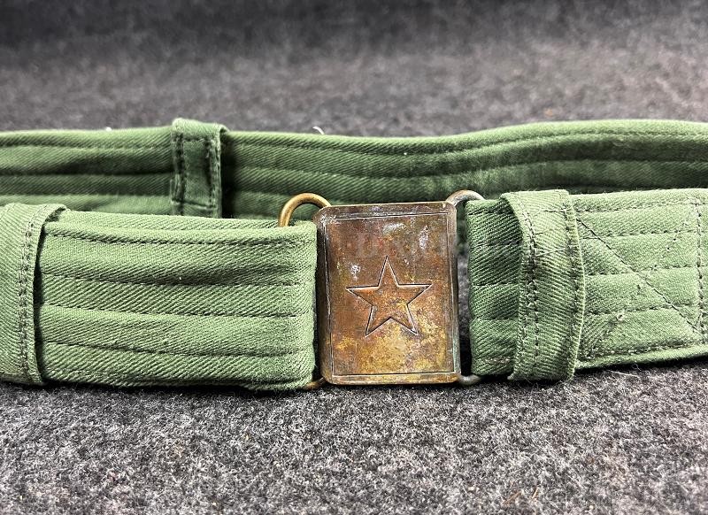 VC North Vietnamese Army Early Green Canvas Belt with Brass Star Buckle