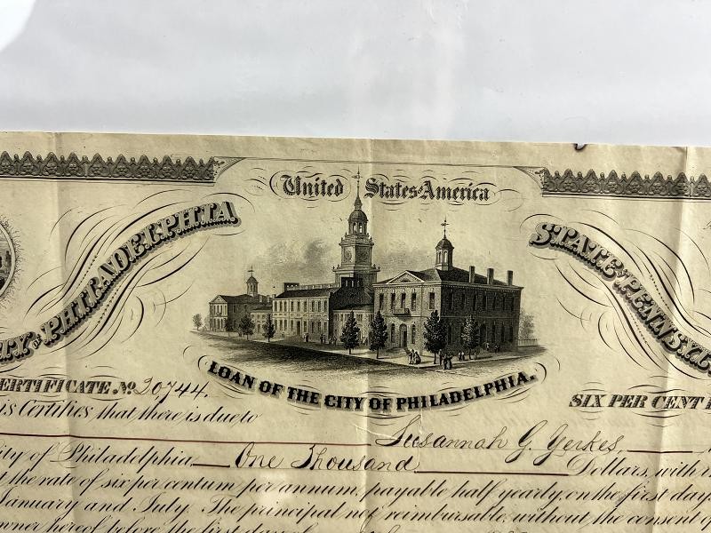 1861 City of Philadelphia Bond Certificate