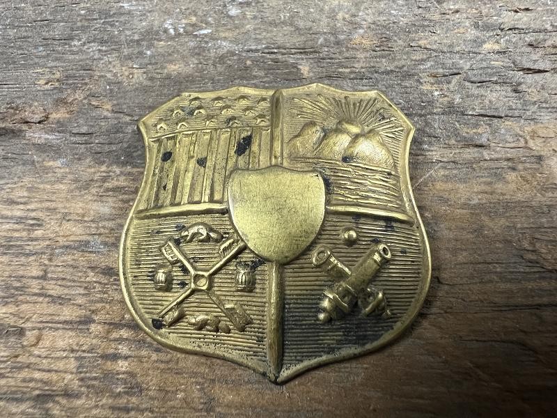 ORIGINAL US INDIANA STATE GUARD HAT BADGE CA. 1870