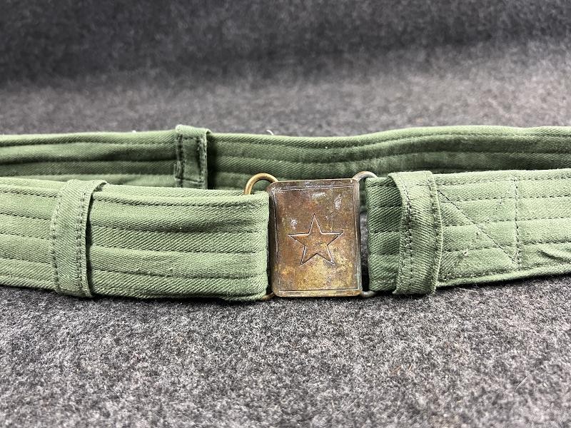 VC North Vietnamese Army Early Green Canvas Belt with Brass Star Buckle